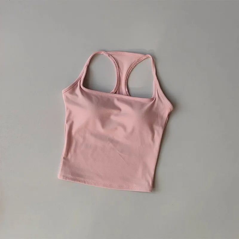 Cross-Back Training Bra — One-Piece Cup Sports Vest for Active Women