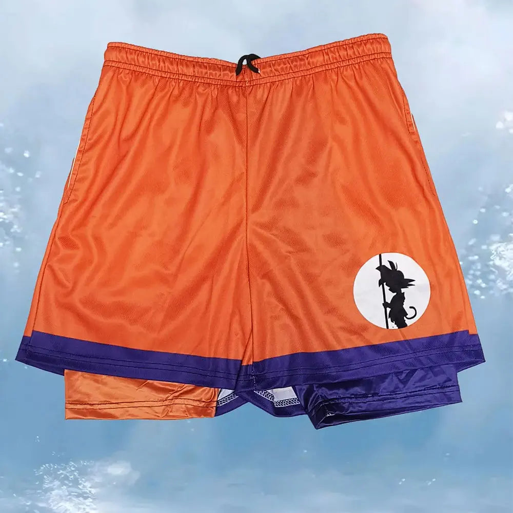 Anime Inspired 2-in-1 Quick Dry Mesh Shorts – Summer Sports Workout Pants