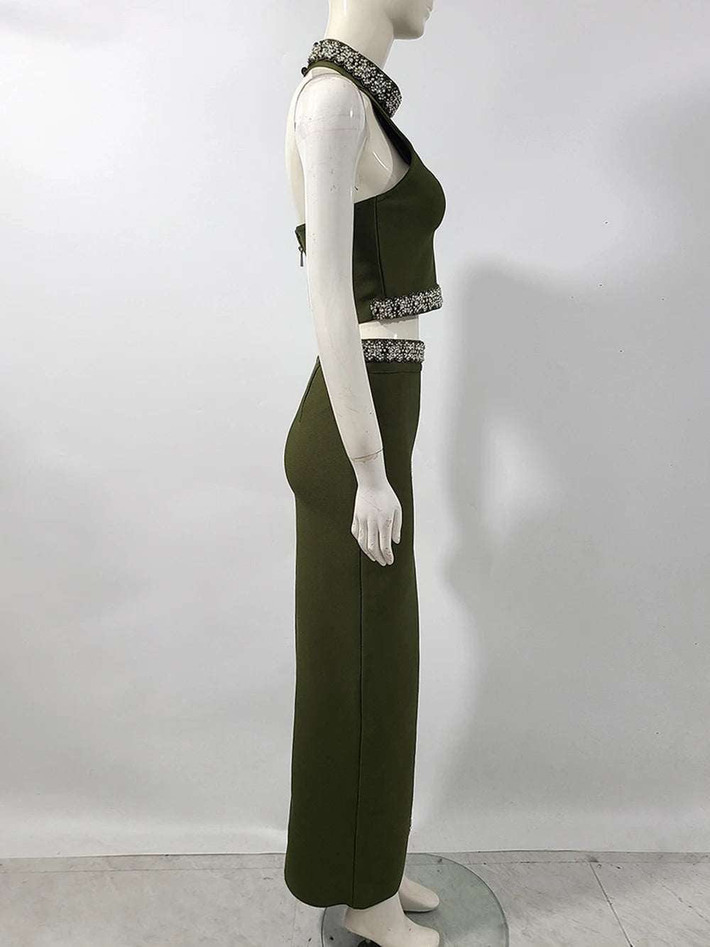 Diamond Halter Top & Long Skirt Set