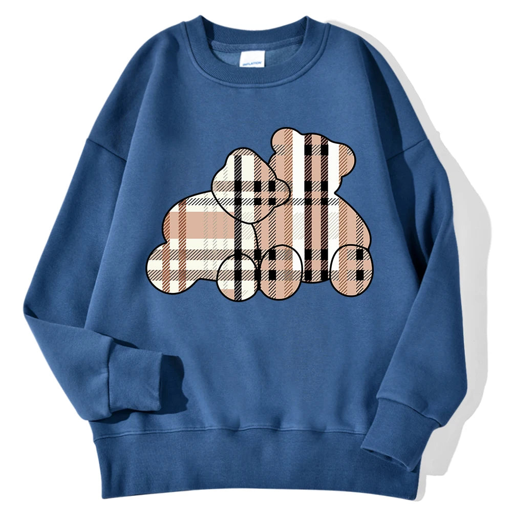 Teddy Bear Print Hoodie — Soft Crewneck, Warm Winter Pullover