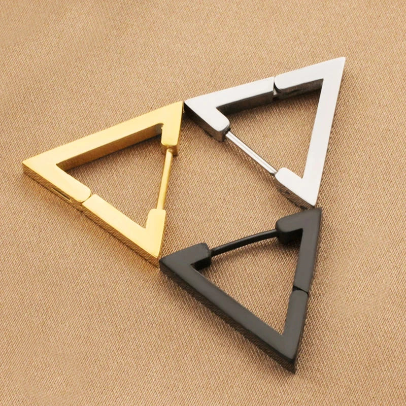 Geometric Triangle Stud Earrings – Punk Rock Style for Unisex