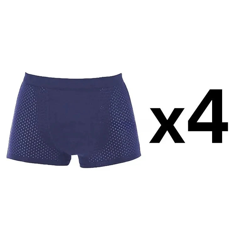4-Pack Bamboo Boxer Briefs – Ultra Soft, Anti-Odor, Mesh Ventilation Comfort
