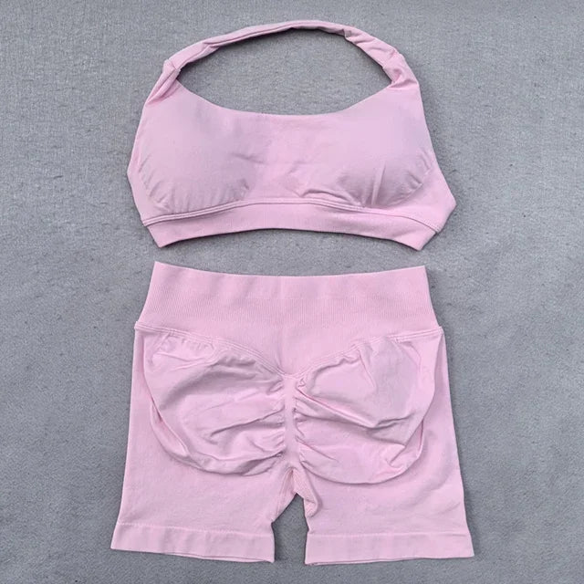 SculptShort Halter Set – Scrunch Fit Yoga Outfit