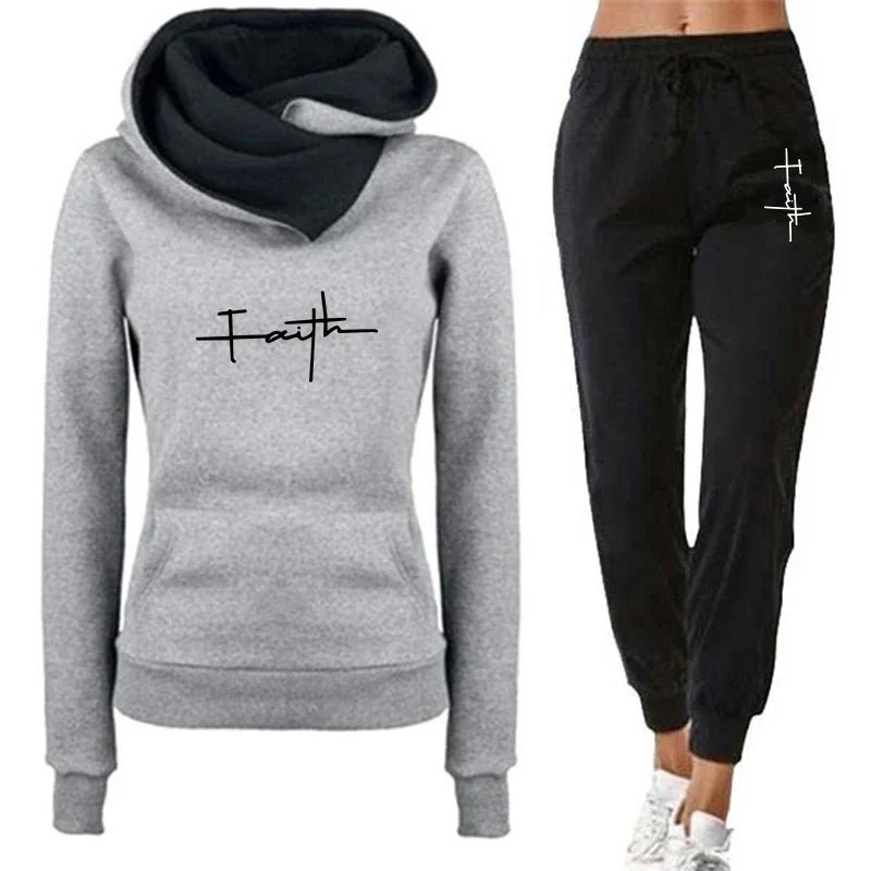Casual Printed Sports Hoodie & Pants Set – Outdoor Jogging Suit