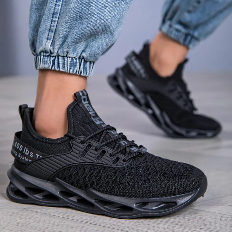Summer Mesh Blade Sneakers | Men's Fashion Orange Running Shoes – Lightweight, Letter Print Trainers