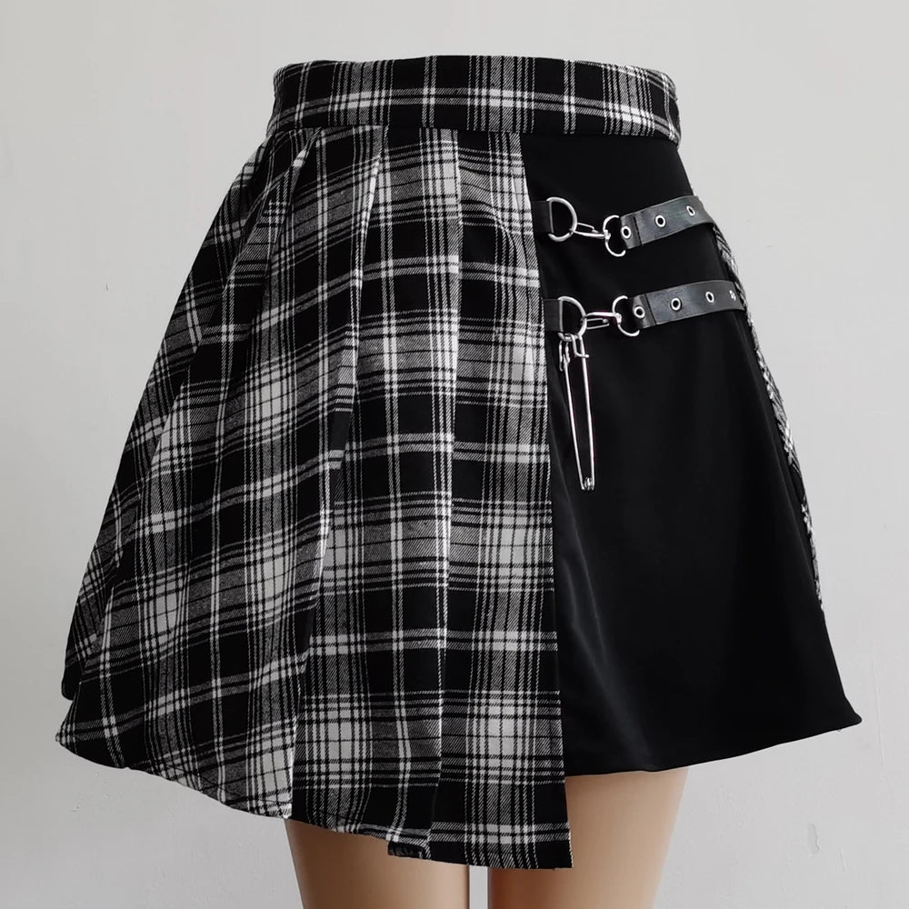 Punk Irregular Mini Pleated Skater Skirt — Clubwear