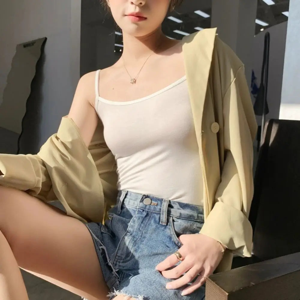 Black & White Modal Tank Top — Skinny Bottoming Vest