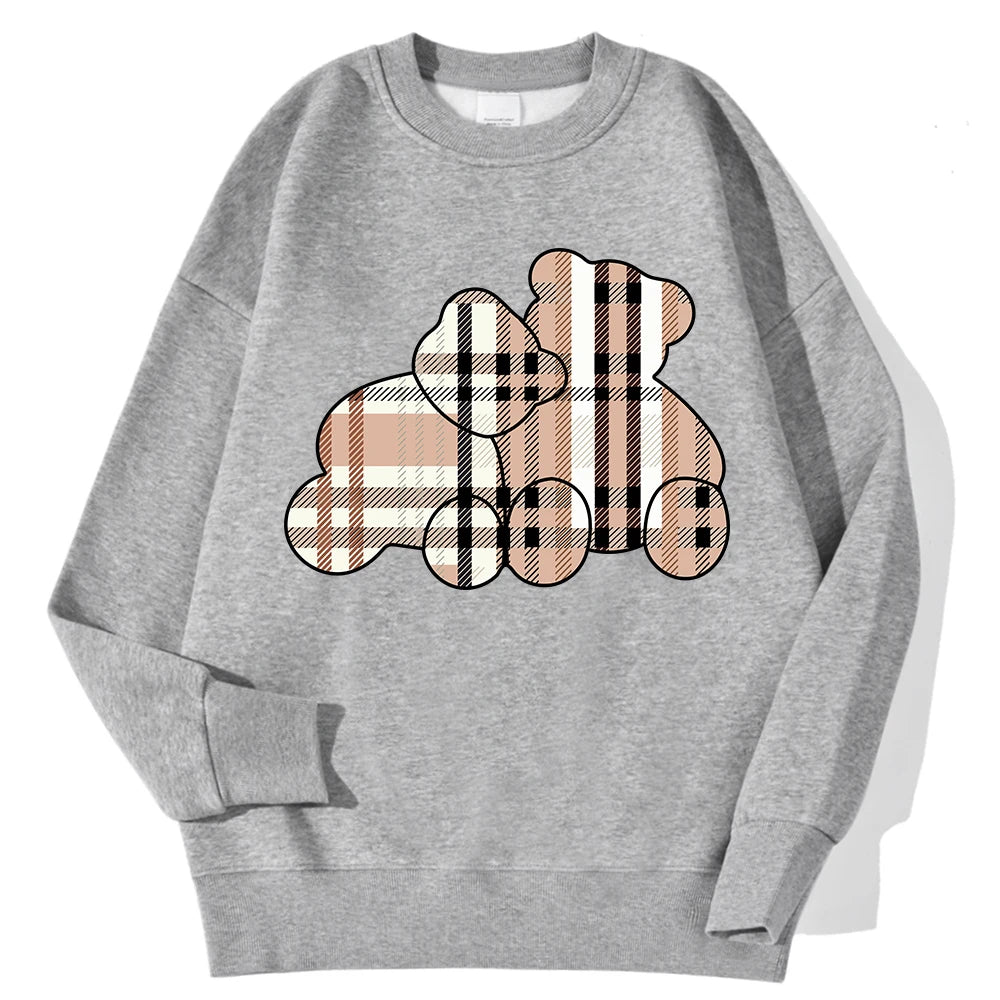 Teddy Bear Print Hoodie — Soft Crewneck, Warm Winter Pullover