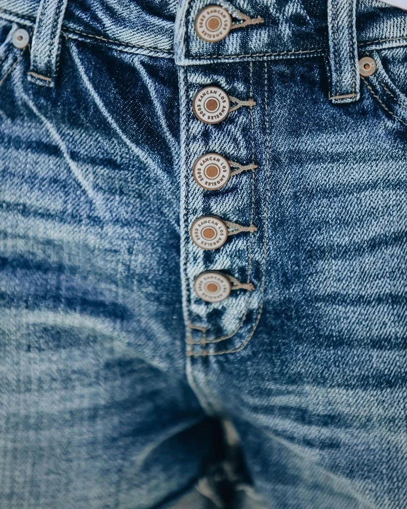 Crimped Ripped Denim Shorts — High Waist Push-Up Vintage