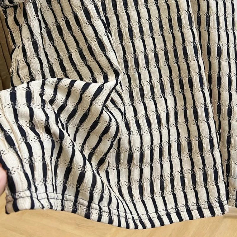 Hollow Stripe Mesh Tee – Streetwear Essential