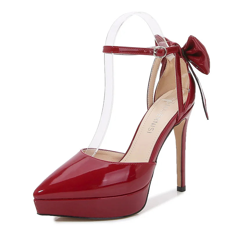 Voesnees | Pointed Toe 12CM Stiletto Pumps – Bow-Knot Detail