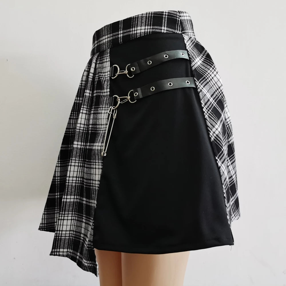 Punk Irregular Mini Pleated Skater Skirt — Clubwear