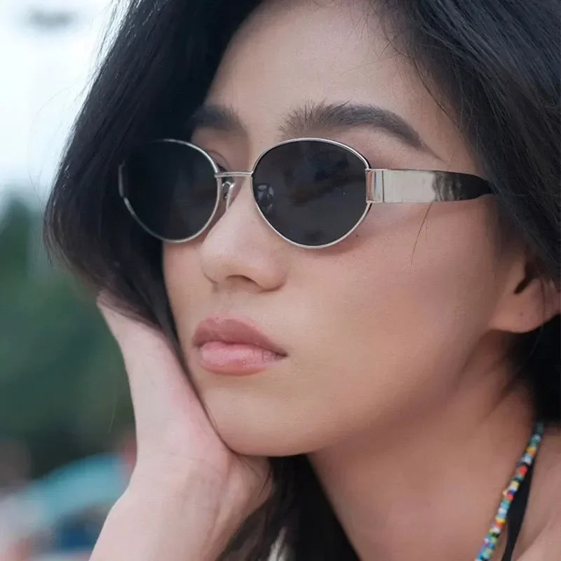 NovaShield | Oval Metal Sunglasses – Vintage Chic, Full UV Sunblock