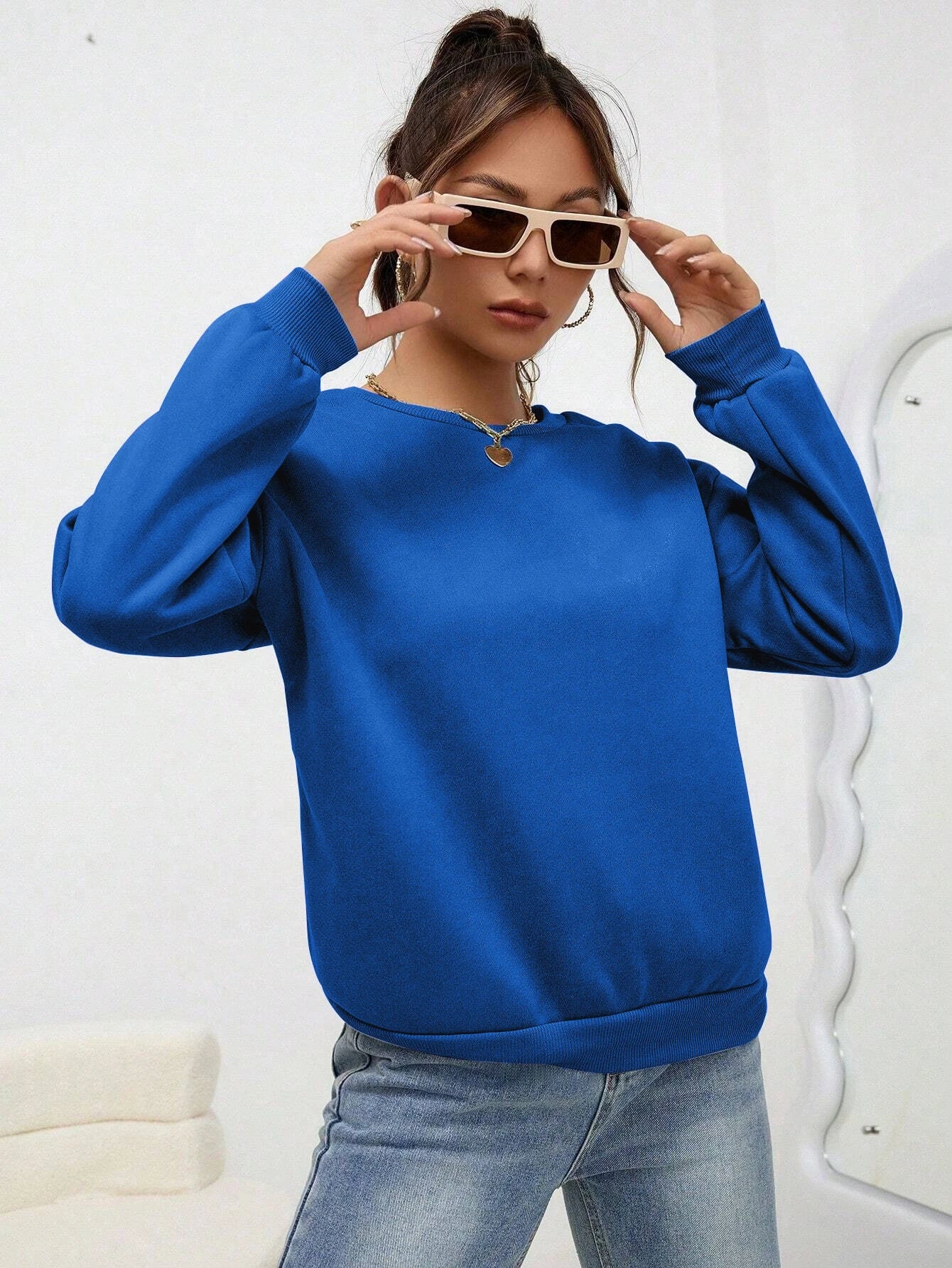 Colorful Crewneck Sweatshirt — Minimal Solid, Comfy Everyday Fit
