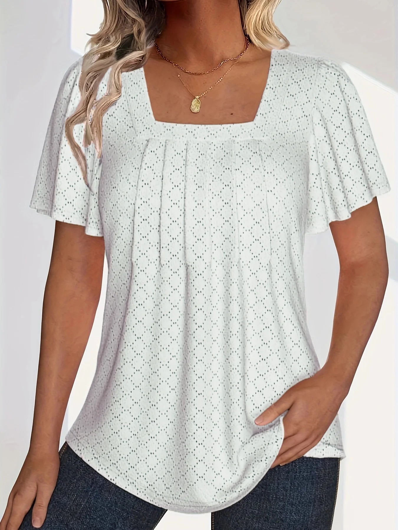 Grace & Ease – Plus Size Hollow Ruffle Sleeve Top
