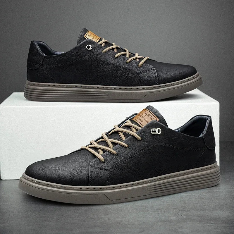 Genuine Leather Oxford Shoes — Italian Style with Rubber Sole