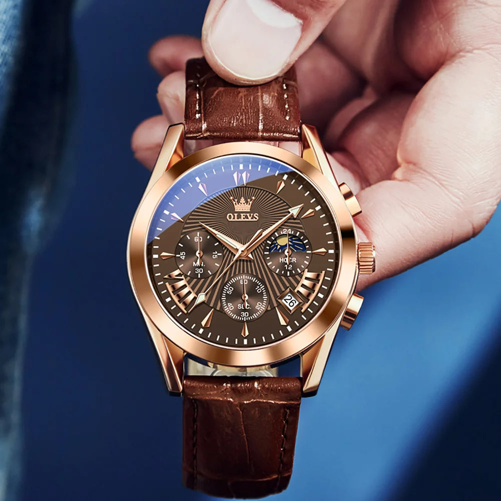 Business Leather Watch – Waterproof Quartz Wristwatch, Minimalist Dial