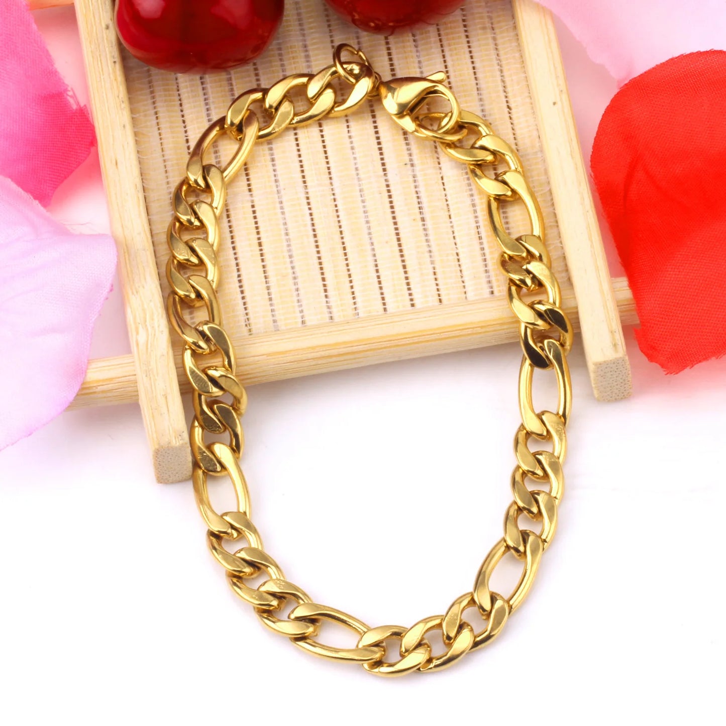 Cuban Chain Bracelet – Stainless Steel, Gold-Tone, Punk Style Jewelry for Men & Women