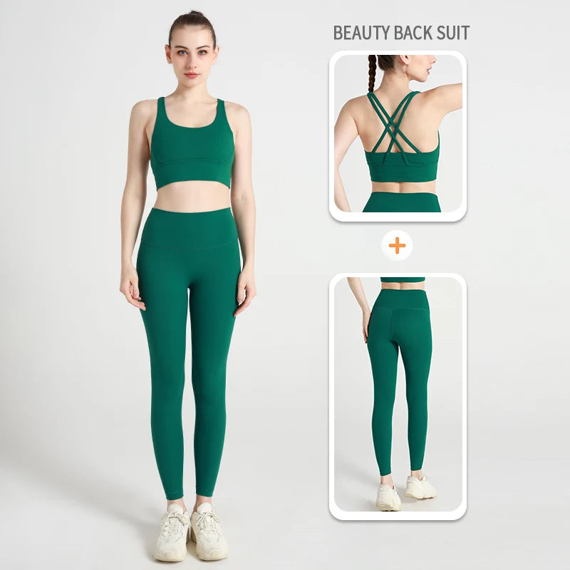 2-Piece Yoga Tracksuit — Women's Athletic Wear Sports Bra & Leggings Fitness Gym Outfit