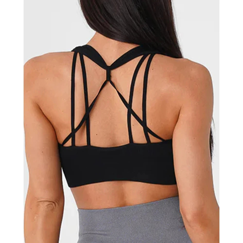 Galaxy Ribbed Seamless Bra — Breathable Spandex Fitness Top for Women
