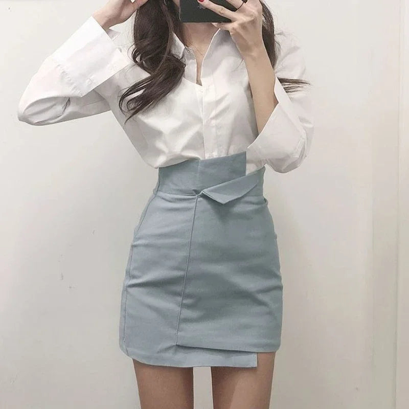 High Waist Wrap Mini Skirt — Y2K Korean Fashion