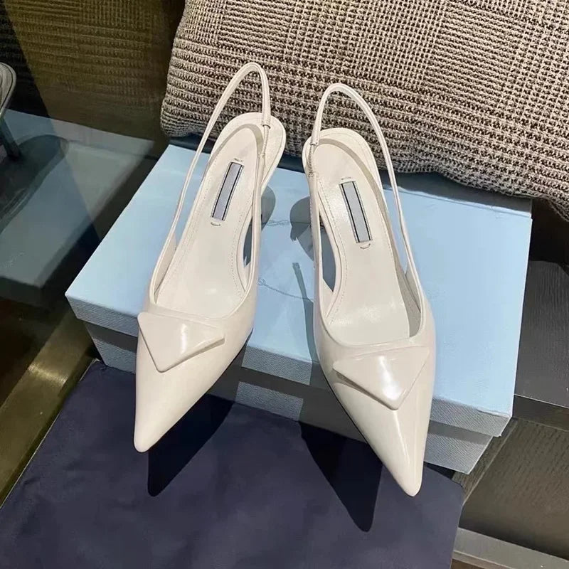 VeraLux | Leather Slingback High Heel Sandals – Summer Party Pumps