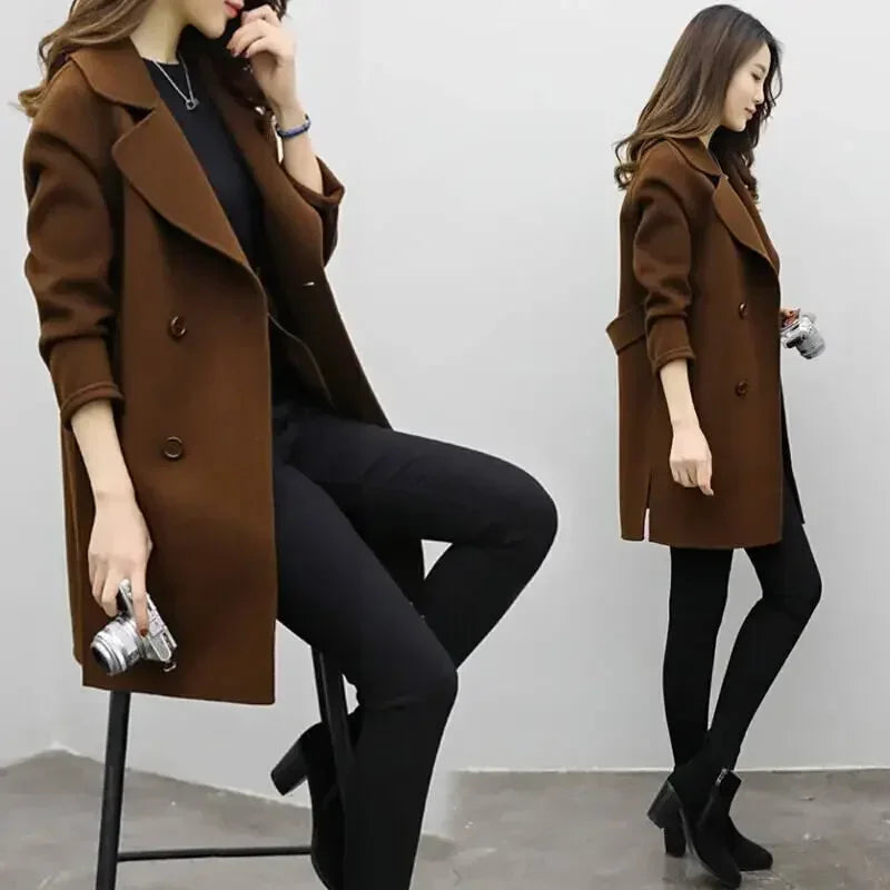 Woolen Double-Button Overcoat