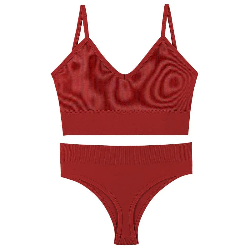 Wireless Seamless Lingerie Set – G-String & Crop Top