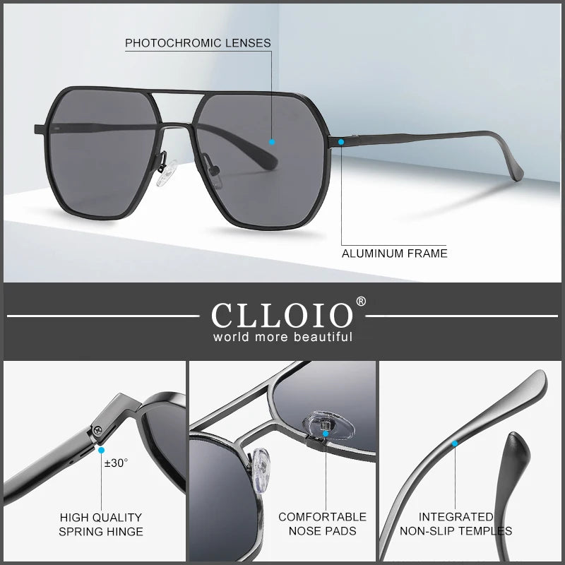 CLLOIO Photochromic Polarized Sunglasses – Anti-Glare Aluminum Driving Eyewear