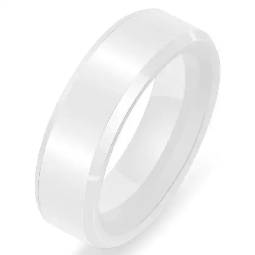 6mm Black & White Ceramic Ring – Crystal Inlay Wedding Band