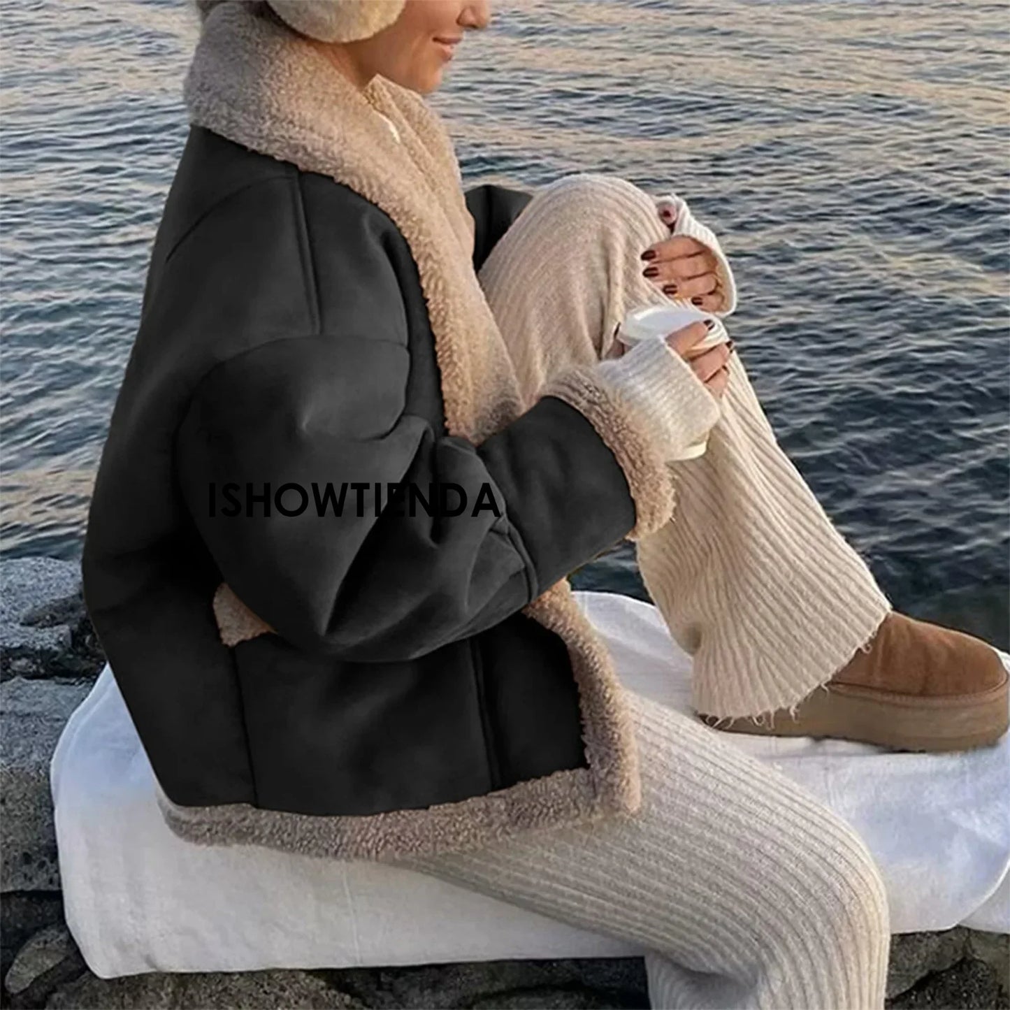 Fleece Lapel Short Coat