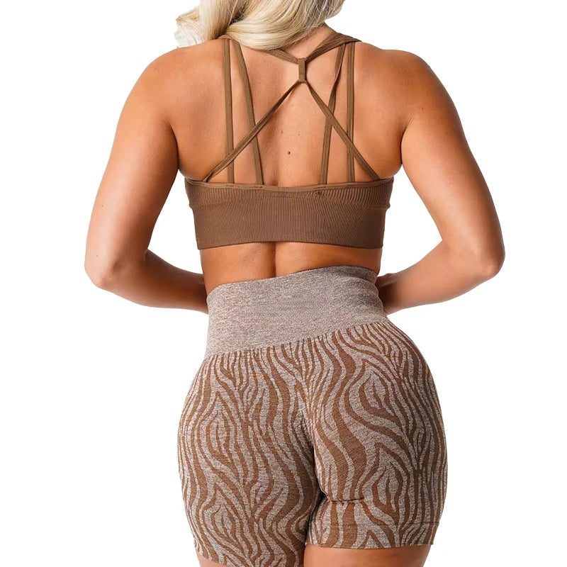 Galaxy Ribbed Seamless Bra — Breathable Spandex Fitness Top for Women