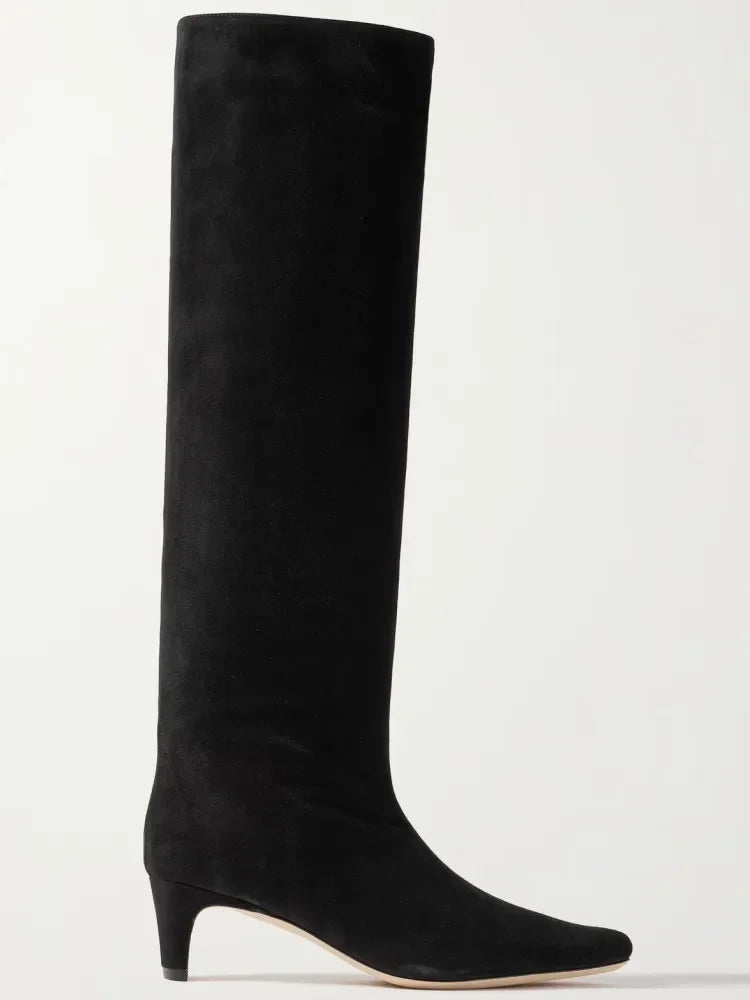 CozyStep | Square Toe Low Heel Thick Knee High Boots – Size 34-43