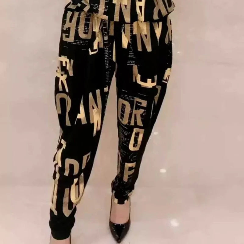 Loose Print Top & Harem Pants Set – Casual Two Piece Outfit