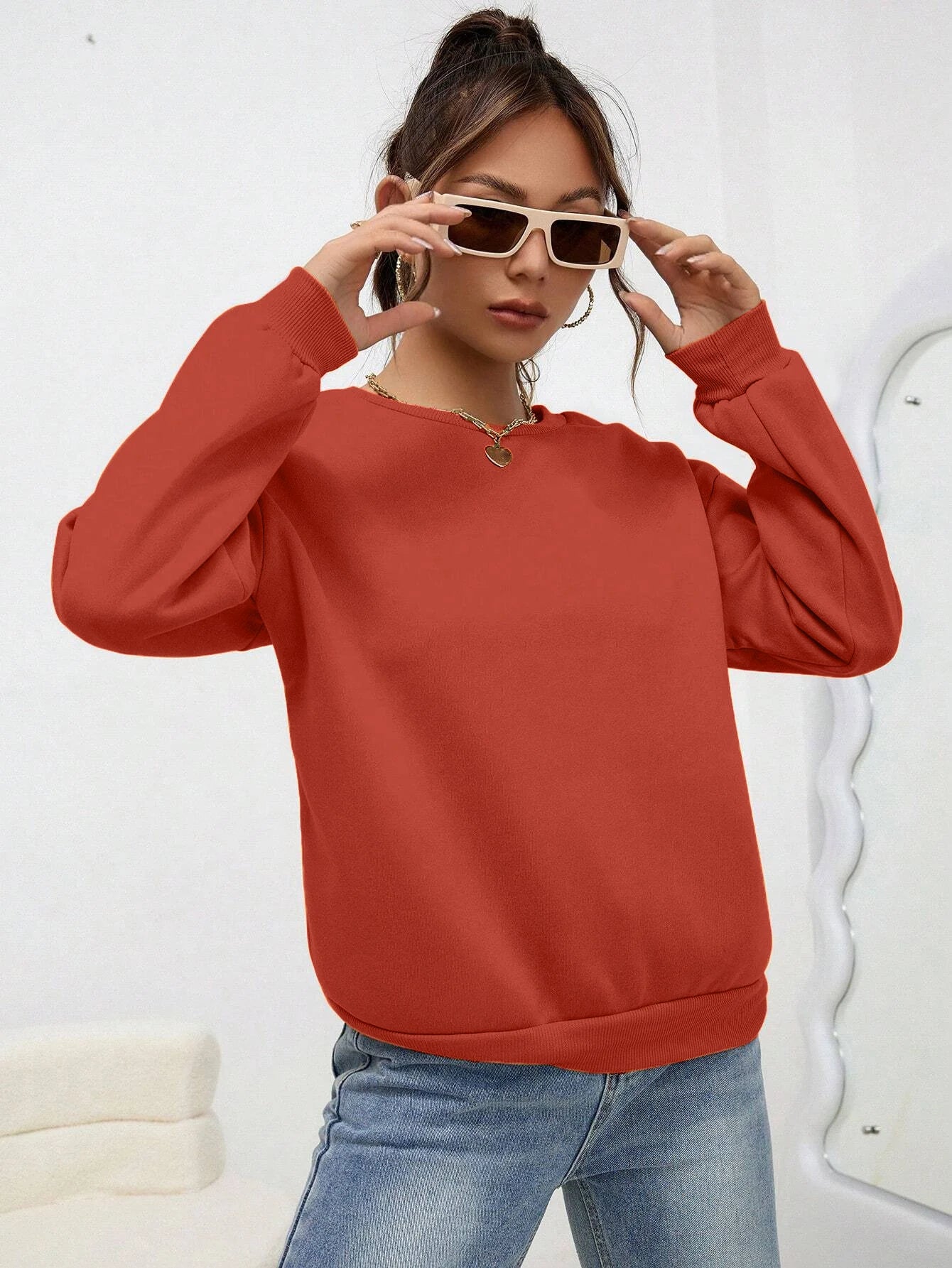 Colorful Crewneck Sweatshirt — Minimal Solid, Comfy Everyday Fit