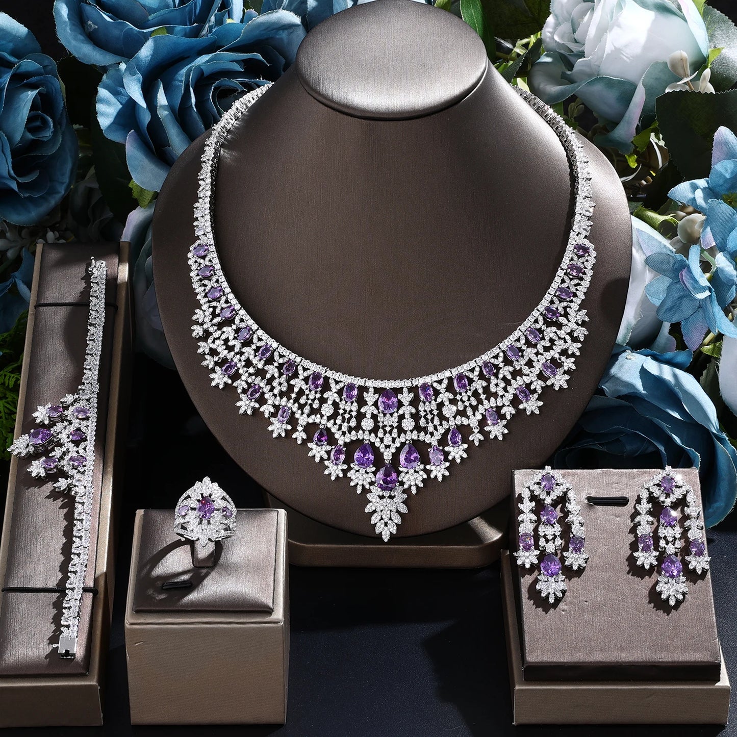 Deluxe Cubic Zirconia Set – Dubai Wedding 4-Piece