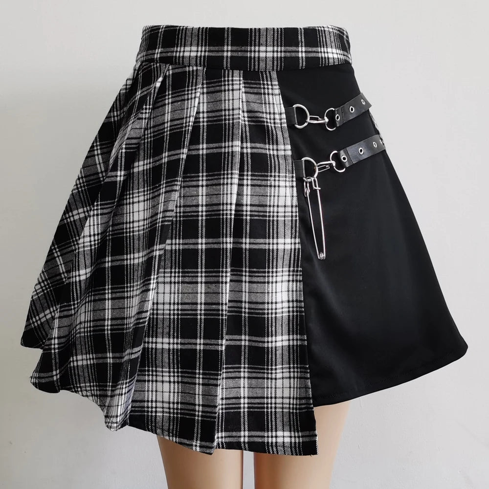 Punk Irregular Mini Pleated Skater Skirt — Clubwear
