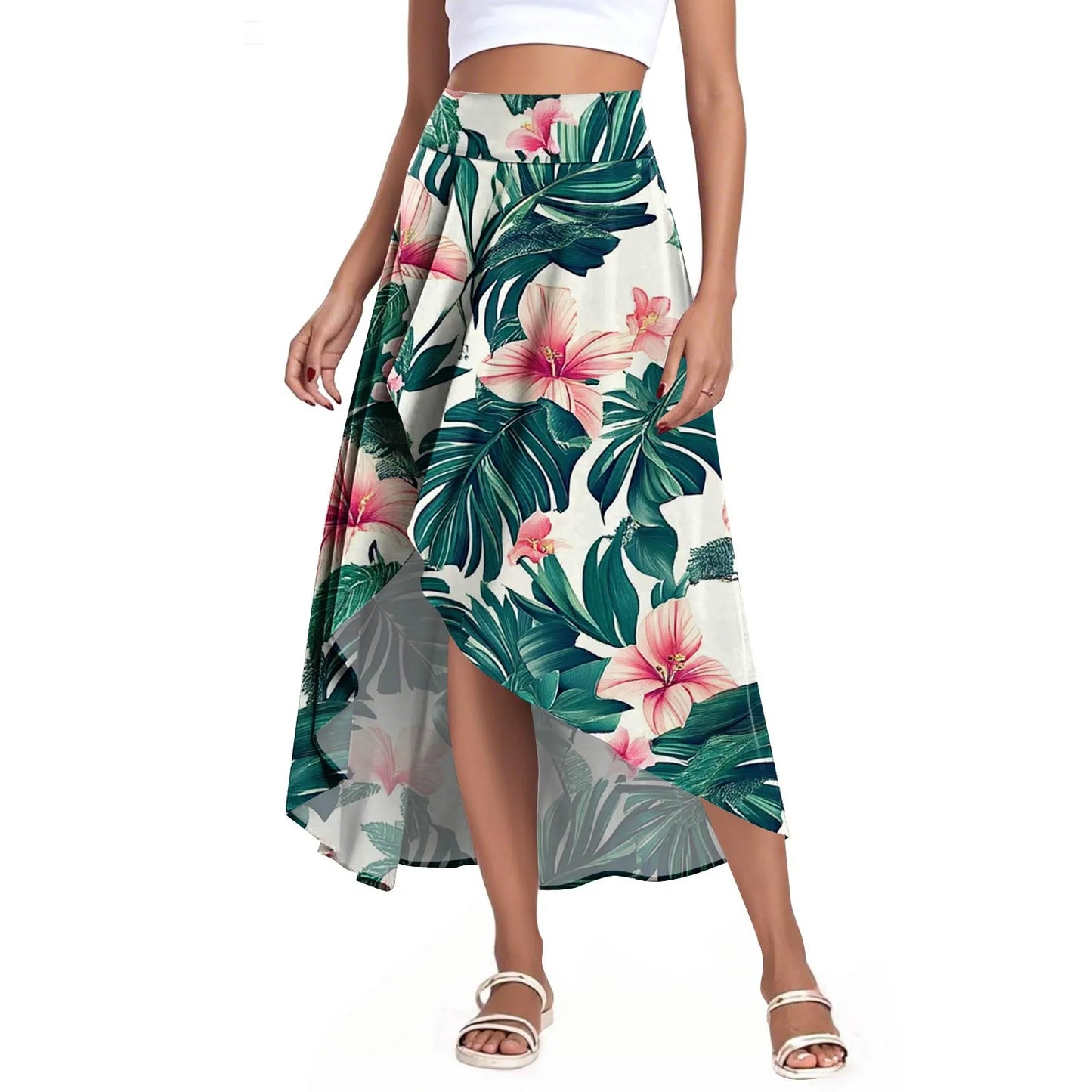High Waist Wrap Skirt with Shorts — Summer Ruffle Maxi