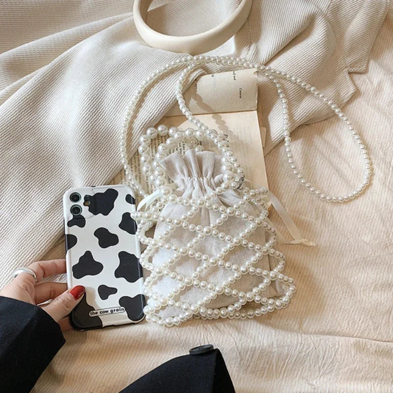 Pearl Mini Tote Bag | Woven Bucket Crossbody Purse