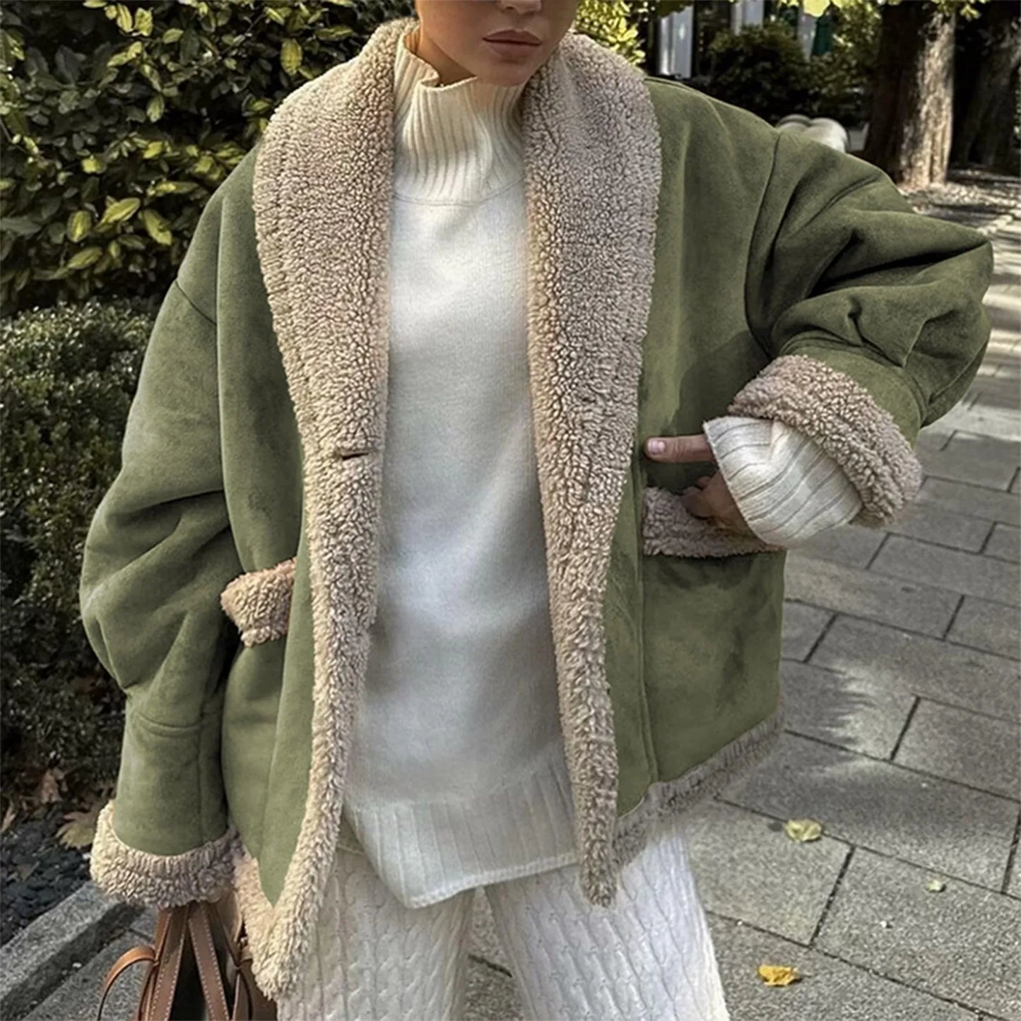 Fleece Lapel Short Coat