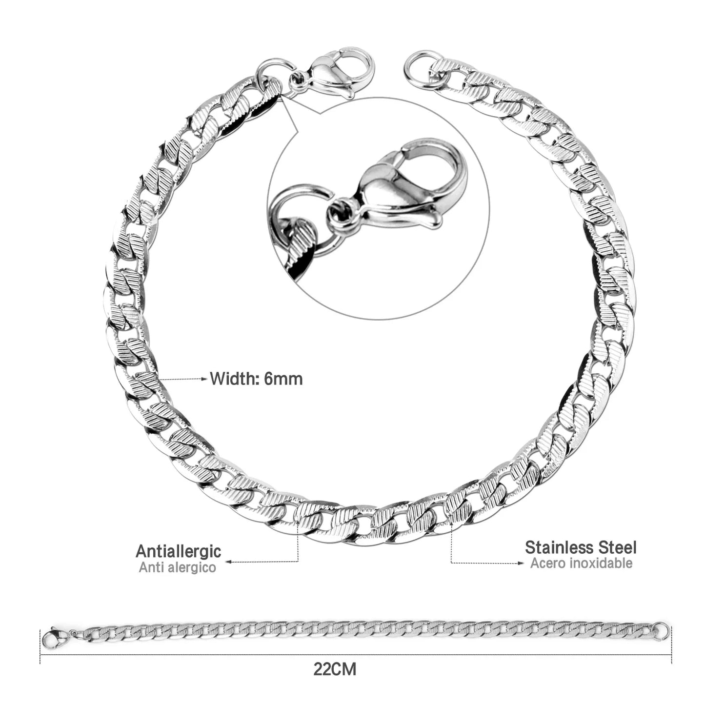 Cuban Chain Bracelet – Stainless Steel, Gold-Tone, Punk Style Jewelry for Men & Women