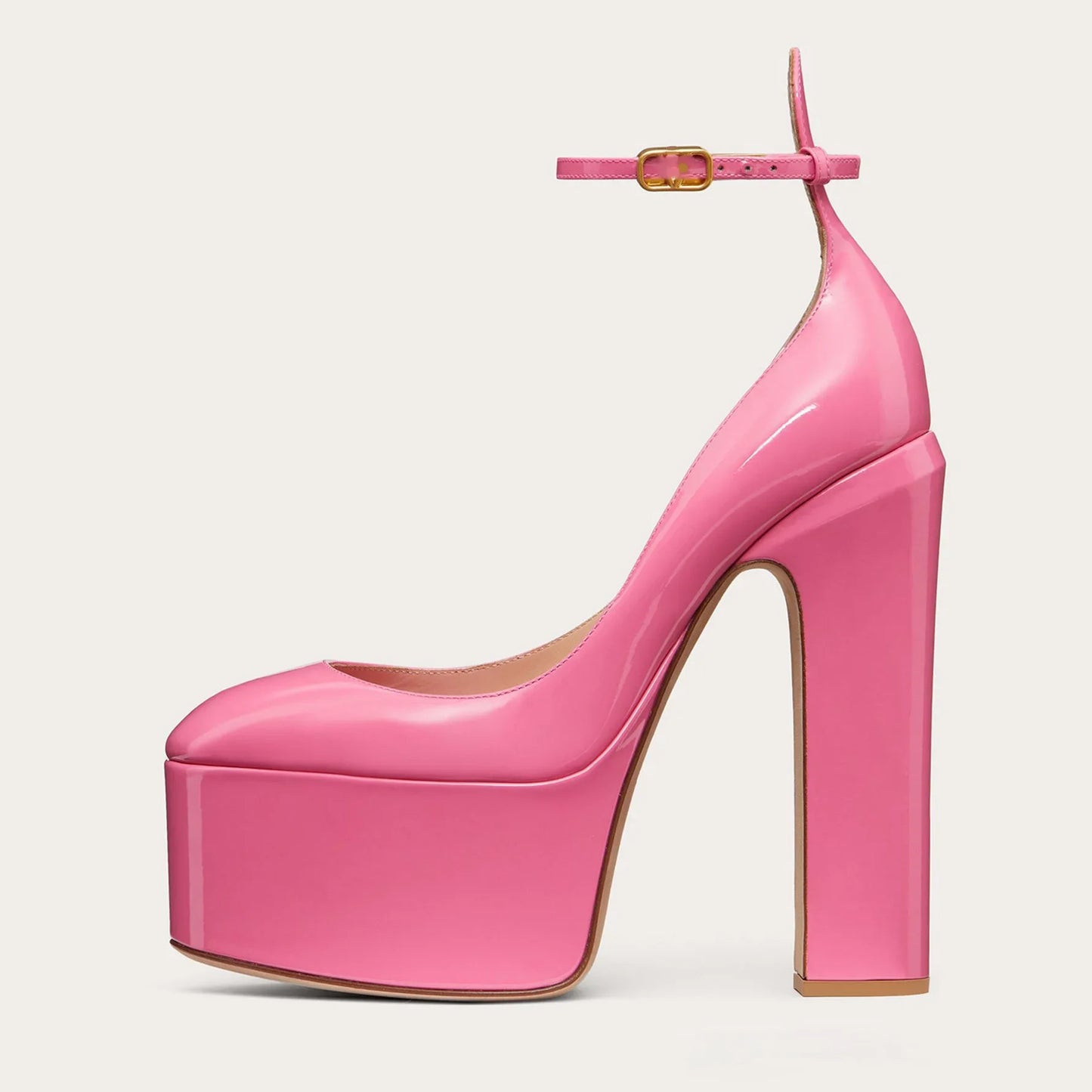 BoldStep | Patent Leather Chunky Heel Pumps – Platform & Metal Buckle