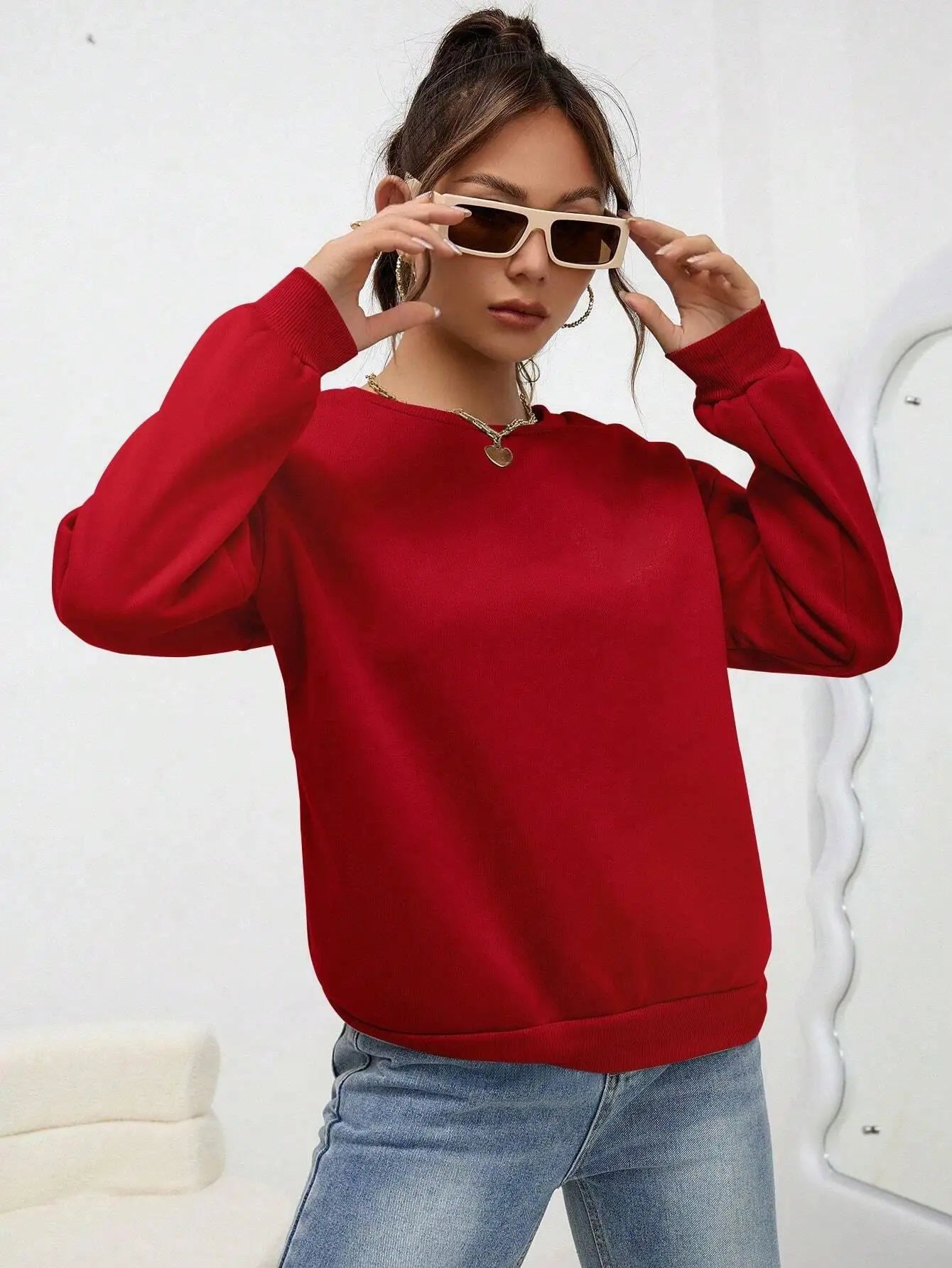 Colorful Crewneck Sweatshirt — Minimal Solid, Comfy Everyday Fit