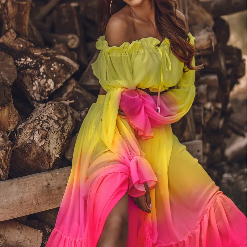 Off-Shoulder Print Set