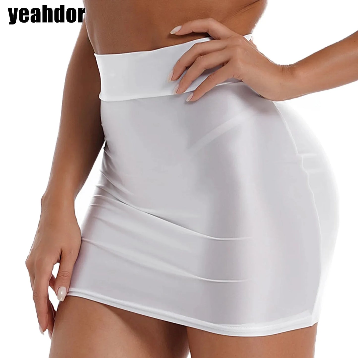 Casual Pencil Skirt — High Waist Glossy Finish
