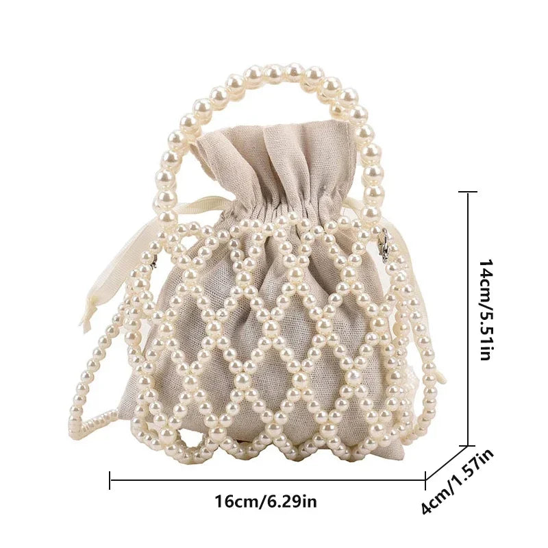 Pearl Mini Tote Bag | Woven Bucket Crossbody Purse