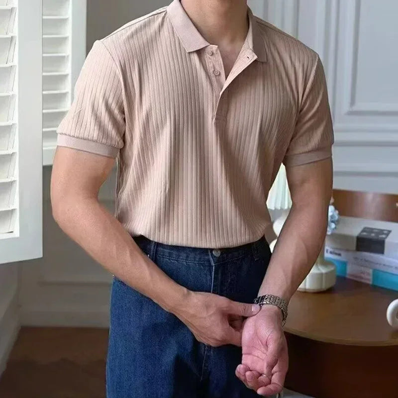 Retro Knit Striped Polo – Lightweight, Elevated Casualwear