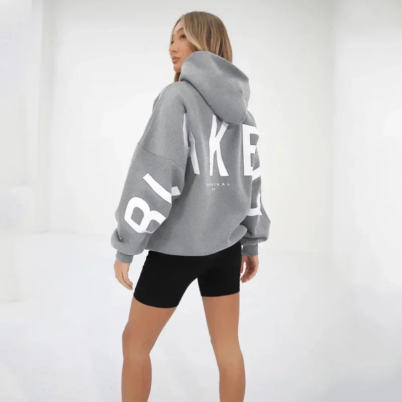 Oversized Letter Print Hoodie — Casual Streetwear, Y2K Inspired