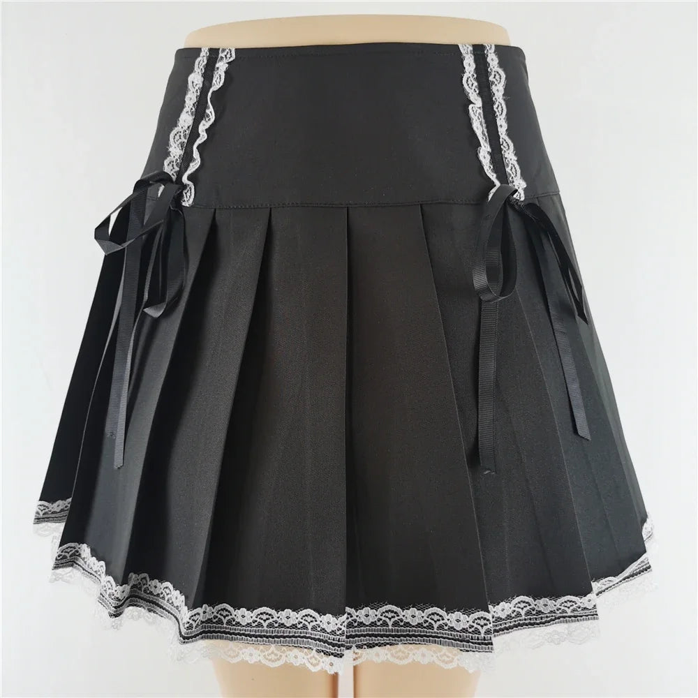 Punk Black Bandage Mini Skirt — Gothic Streetwear