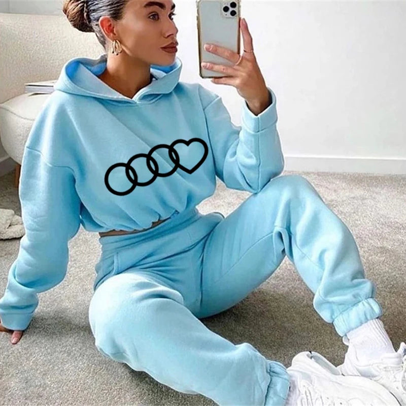 Hooded Drawstring Short Top & Pants Tracksuit Set – Daily Two Piece